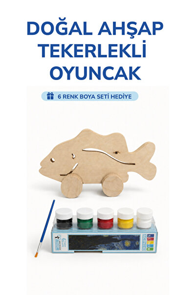 212toyzz Wooden Fish Toy Natural Handmade Paintable Educational Toy + 6-Piece...