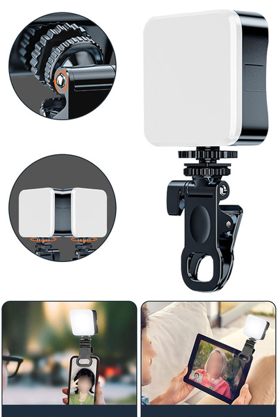 TechnoStation Klipsli Mini LED Dolgu Işığı Telefon ve Tablet İçin Taşınabilir...