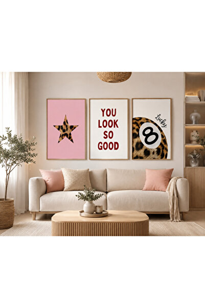 RDEKOR Set decorativ tematic cu compoziție naturală minimalistă, 3 tablouri d...