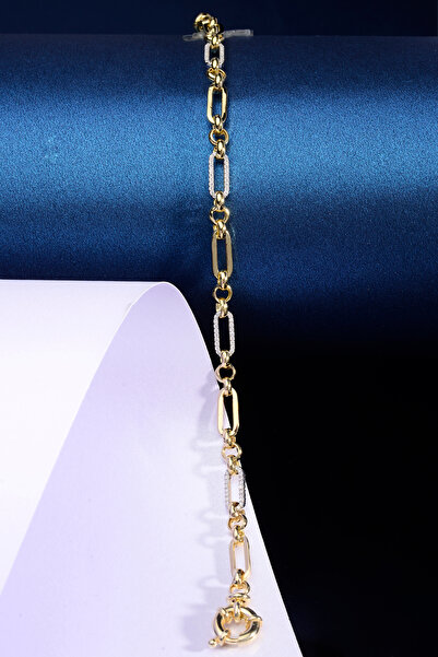 innuendo jewelery 925 Ayar Gümüş Taşlı Ataç Zincir Bileklik