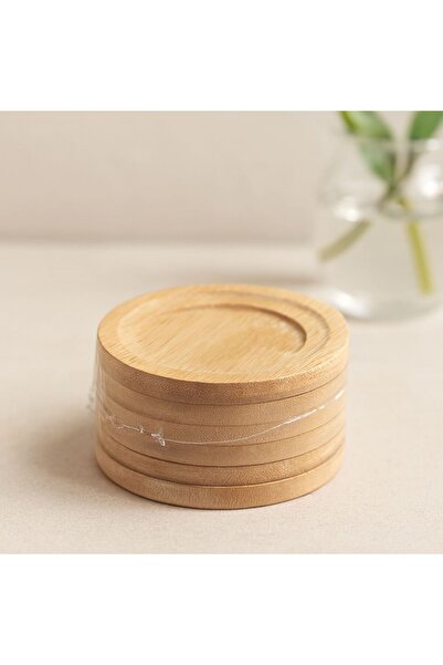 Mestore Bamboo Wooden Tea Plates Set of 6 - 9.7 cm