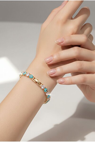 LYKOS Nazar Beaded Zircon Stone Women's Waterway Bracelet (Shipped with Box)