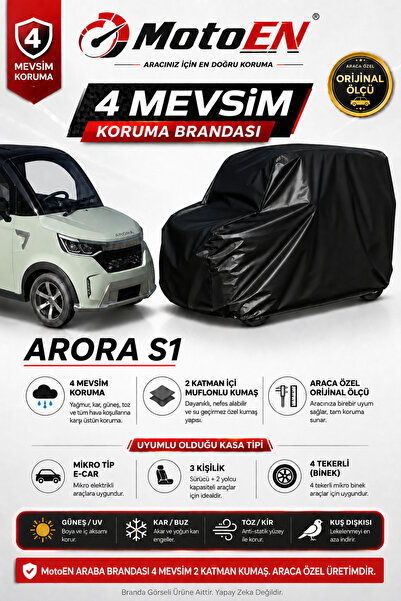 MotoEN Arora S1 Elektrikli Micro Araba Brandası Oto Branda SİYAH Su Geçirmez ...