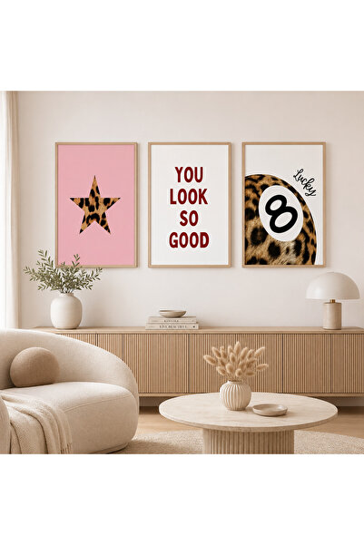 RDEKOR Set decorativ modern de 3 tablouri de perete cu tematică estetică cu d...