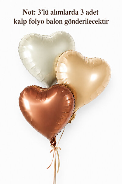BalonArt 3’lü Kalp Folyo Balon Kahverengi Krem Bej Bohem Doğum Günü Romantik ...