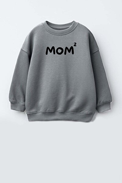 Monila Unisex Çocuk Anne Baskılı 3 İplik Kumaş Pamuklu Sweatshirt