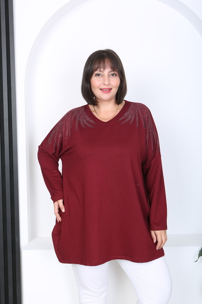 XL Modam تونيك نسائي كبير الحجم مطبوع عليه حجر