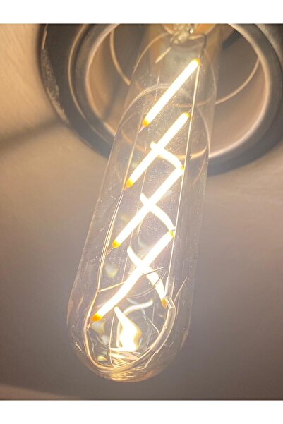3 ADET Led Lamp T30 Rustik Led Ampul 4w E27 Duy Amber Günışığı Flamanlı Retro Tüp Ampul (3 Adet)