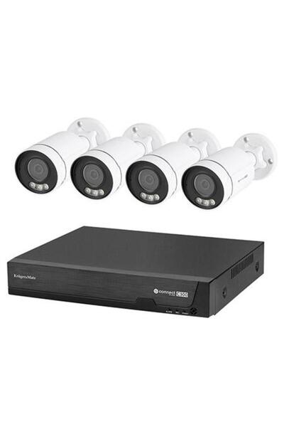 Kruger&Matz Kit de supraveghere video C300, 4 camere 5MP PoE IP67, IR 30m (Alb)