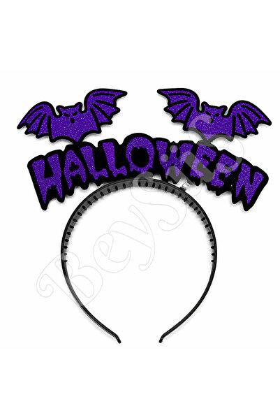 BeySüS Halloween Halloween Written Bat Swinging Crown Purple