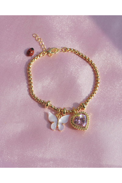 AŞIK ACCESSORIES Stainless Steel Butterfly Charm Bracelet