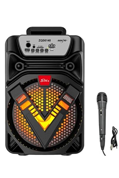 singe مكبر صوت بلوتوث محمول SING-E ZQS6140، مكبر صوت كاريوكي لاسلكي 6.5 بوصة مع ميكروفون، أضواء LED ملونة، مدخل USB وTF وAUX وFM، بطارية قابلة للشحن، صوت عميق، نظام موسيقي للحفلات الخارجية والمنزل.