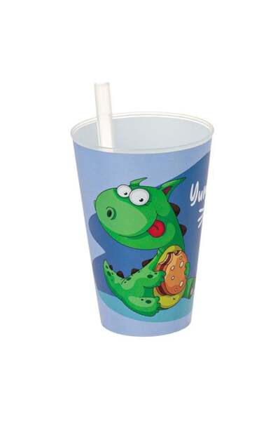 CATIANO Pahar din Plastic Ciel cu Pai Incorporat Dinozaur 400ml