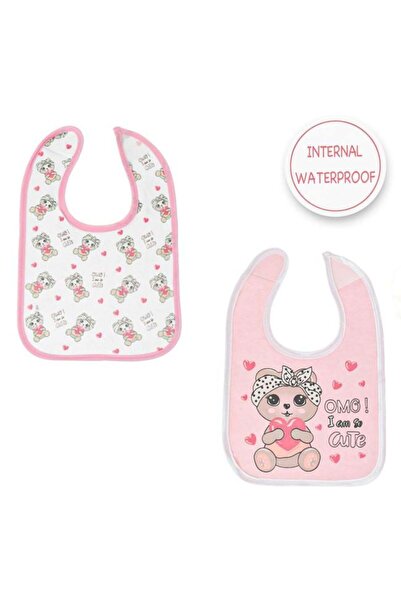 CATIANO Bavete Textile Roz & Alba cu Model Ursuleti Inimi "OMG! I am so CUTE"...
