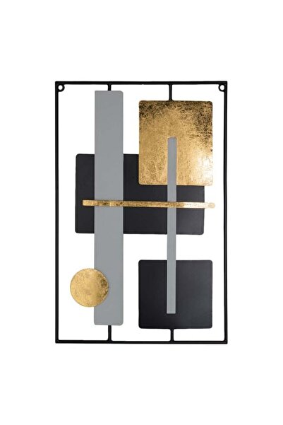 CATIANO Tablou Metalic Negru Auriu ”Model Abstract” 40x60cm