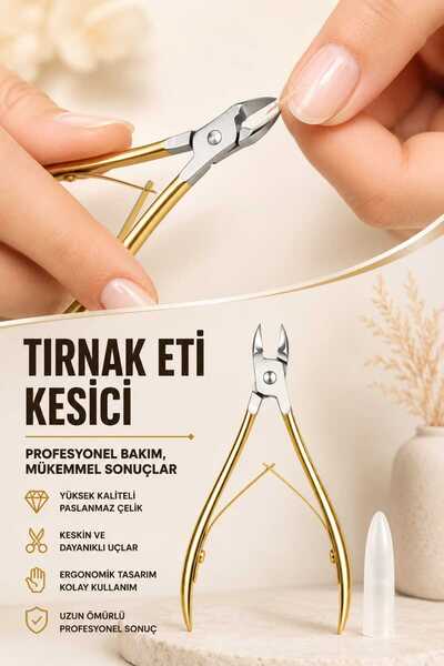 invictus design Unisex Profesyonel Gold Saplı Yan Keski Tırnak Et Kesici Mani...
