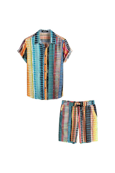 OtherMax Set de Vară pentru Bărbați, Cămașă Hawaiiană și Pantaloni Scurți, Ca...