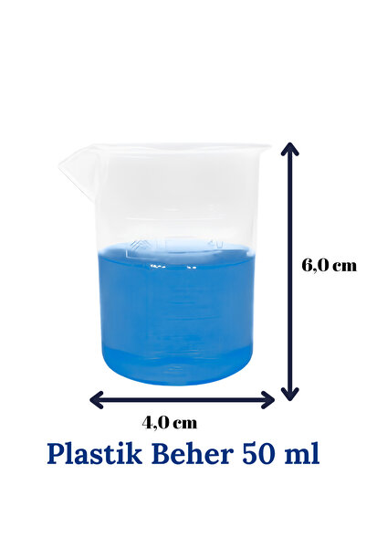 Mr. Crowley Plastik Beher 50 ml Ölçü Kabı Kabartma Skala 1 adet