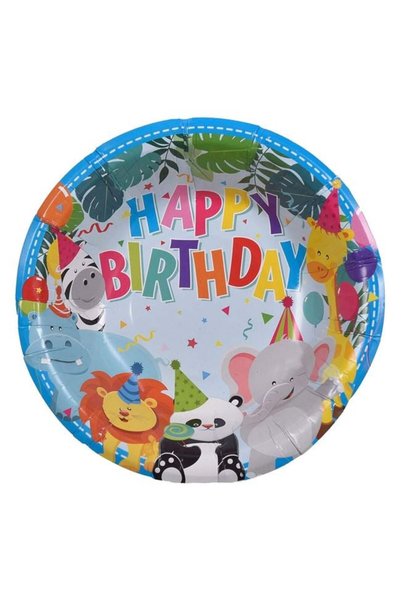 CATIANO Bol din Hartie Petrecere Animale Imprimeu „Happy Birthday” 19cm - 6buc