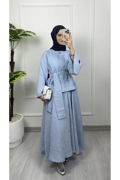 Sovel 3183 Button Detailed Skirt Suit