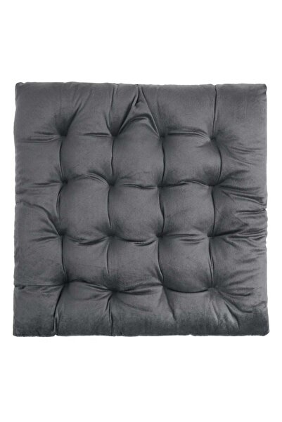 CATIANO Perna Scaun Decorativa de Iarna Gri Velvet 40x40cm