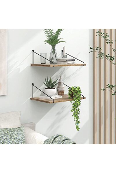 CATIANO Raft Suspendat Decorativ din MDF cu Suport Metalic 40x15x20cm