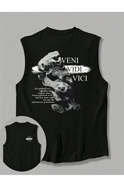 classy moda Oversize Relaxed Fit Back and Chest Printed Black Men's Tank Top ...