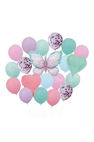 CATIANO Baloane de Petrecere Fluture Folie Metalizata Culori Pastelate - 20buc