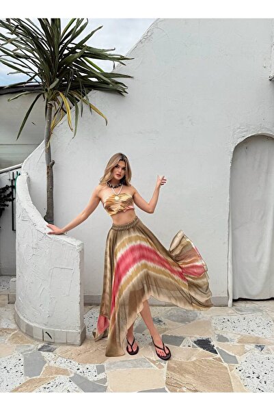 Bak'ap Premium Asymmetrical Design Bohemian Long Chiffon Skirt