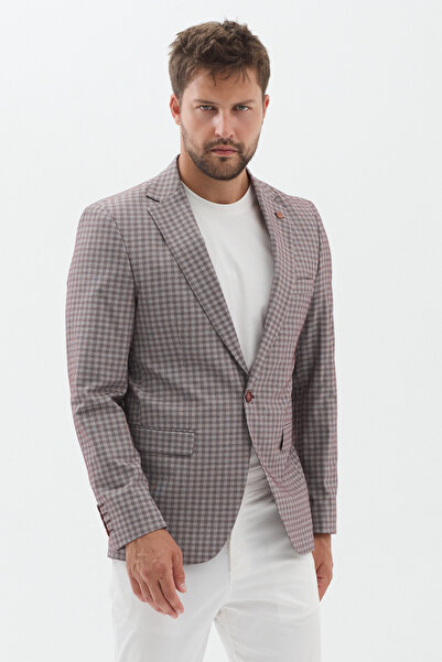 Frappoli Jachetă sport slim fit în carouri din țesătură poliviscos, burgundy,...