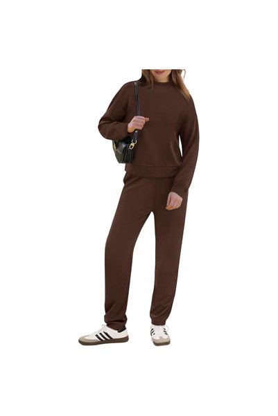 OtherMax Set de trening pentru femei, bluză cu guler, pantaloni sport, casual...
