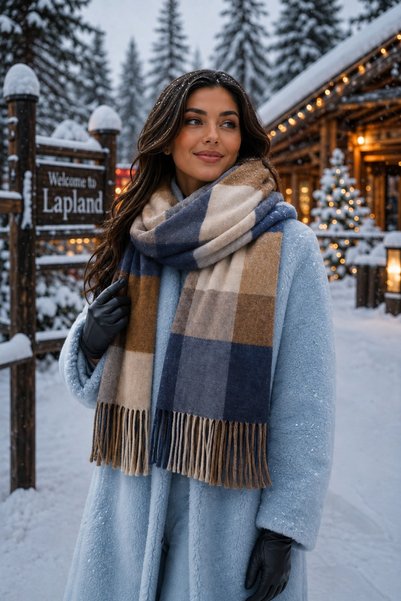 Aquasis Stockholm |   Women's Winter Shawl Scarf 50X190 cm |   Oversize Plaid Patterned Thick Soft Tassel Shoulder Shawl