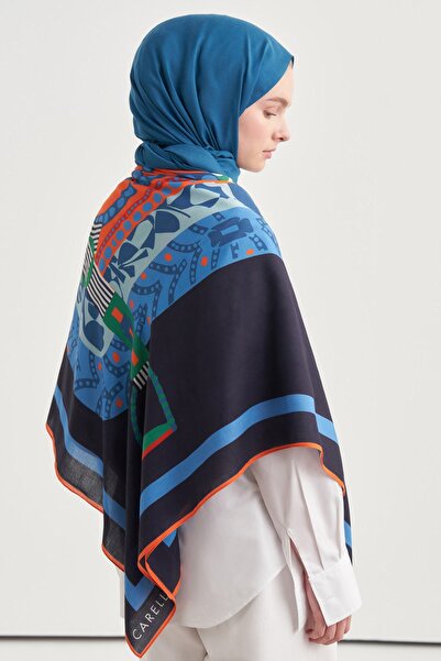 carell Equestra Desen Norena Woolen Shoulder Shawl Navy Blue