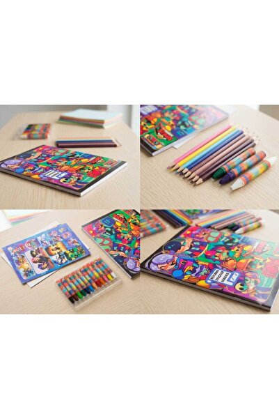 Retro Women Çok Renkli Karakterli Lavivert Kuru Boya Pastel Boya Boyama Kitab...