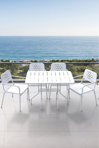 Evdemo Delphin 4 Kişilik Metal Bahçe Balkon Mutfak Masa Takımı Beyaz