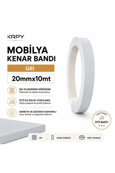 KRPY Mobilya Kenar Bandı Gri Ütü Bandı 20mmx10mt