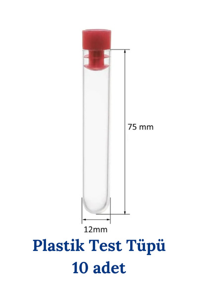 Mr. Crowley Plastik Test Tüpü 12mm x 75mm 10 adet Kapaklı Santrifüje Uygun De...