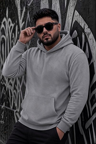Oksit Ανδρικό φούτερ με κουκούλα Bery Plus Size, βασικό, με δύο κλωστές, τσέπ...