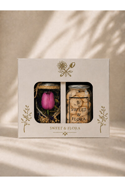 Sweet & Flora , Çiçek & Cookie Hediye Seti , Lavanta Serisi , Hediye Kutusu