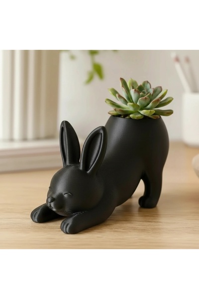 OEM Ghiveci Decorativ Iepuraș pentru Suculente și Plante Mici - Negru compozi...
