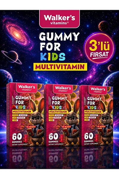 WalkersVitamins فيتامينات متعددة للأطفال على شكل حلوى جيلاتينية 3 عبوات تحتوي...