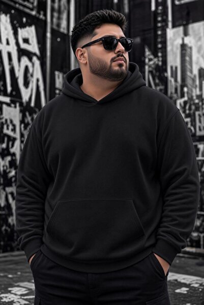 Oksit Ανδρικό φούτερ με κουκούλα Bery Plus Size, βασικό, με δύο κλωστές, τσέπ...