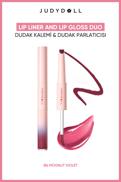 JUDYDOLL Çift Uçlu Dudak Kalemi ve Parlatıcı Lip Liner & Gloss Duo 04 Moonlit...