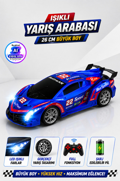 YILDIRIM OYUNCAK Uzaktan Kumandalı Şarjlı Işıklı Lamborghini Yarış Arabası 26...