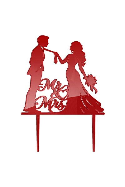 Decoratiuni Dulci Topper decor tort nunta Miri cravata | Mr&Mrs - Rosu