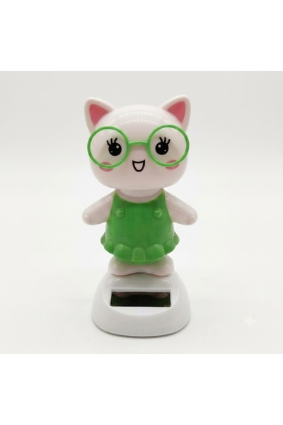 HAYAT STORE Solar Powered Mini Rabbit Figure on the Dashboard, Green Car Orna...