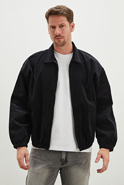 Fulla Moda Jachetă bomber din catifea cu guler polo și fermoar