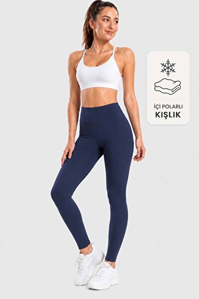 vynor atelier Women's Navy Blue Winter High Waist Scuba Diving Fabric Flexibl...