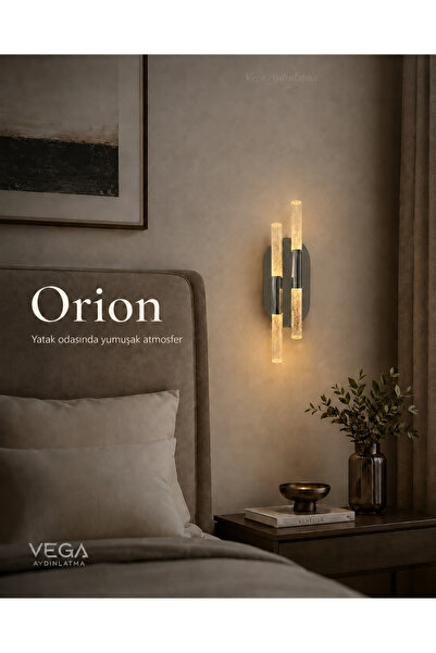 VEGA AYDINLATMA Orion Silver - Krom 45x12 cm Pilli ve Elektrikli Dekoratif Duvar Aplik
