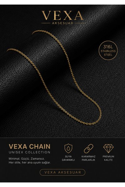 Vexa Aksesuar 3-Piece Wholesale Ghost Chain Necklace Set Unisex Stainless Steel Thin Chain with Box